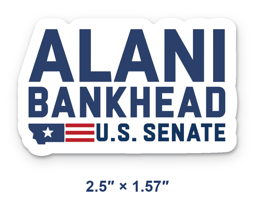 Mini sticker, 2.5 by 1.57 inches: ALANI BANKHEAD, U.S. Senate