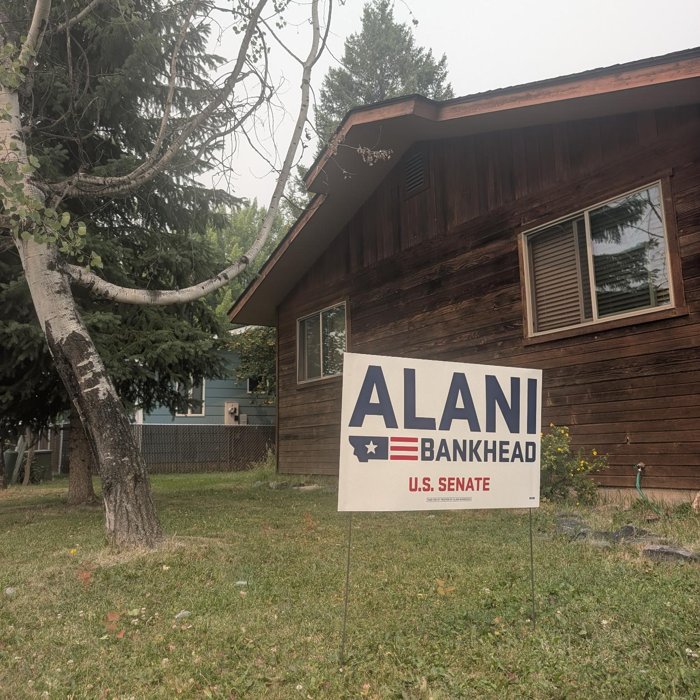 Alani Bankhead yard sign staked in a Montana yard
